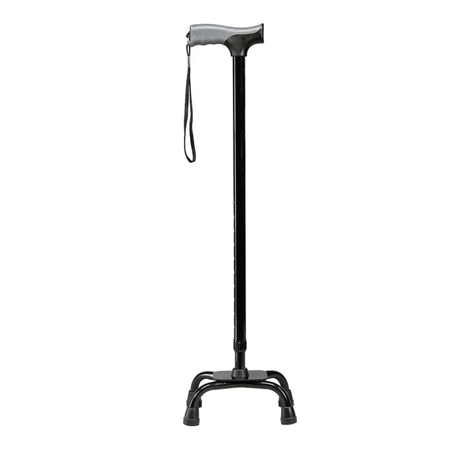 Carex Small Base Quad Cane w/ Soft Grip Derby Handle, Black