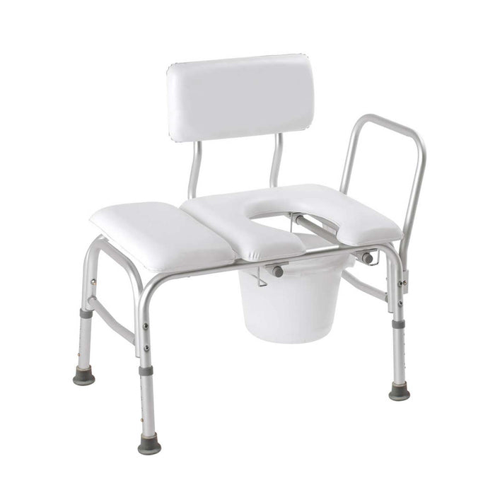 Carex Deluxe Padded Transfer Bench with Opening & Bucket, White