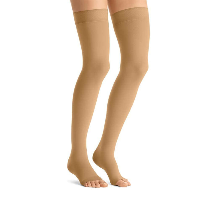 JOBST Opaque Compression Stockings, 20-30 mmHg, Thigh High, Silicone Dot Band, Open Toe - HV Supply