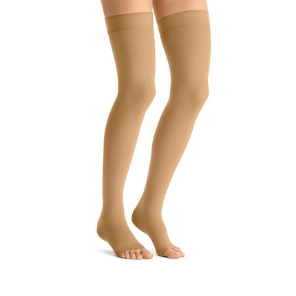 JOBST Opaque Compression Stockings, 30-40 mmHg, Thigh High, Silicone Dot Band, Open Toe - HV Supply