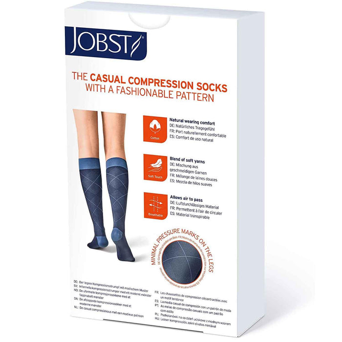 JOBST Casual Pattern Knee High Closed Toe Compression Socks, 20-30 mmHg  Firm Support For Swollen Legs, Small Petite Ocean Blue — HV Supply