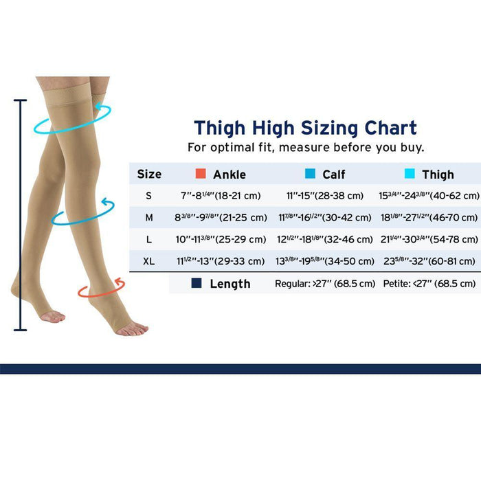 JOBST Relief 20-30 mmHg Compression Stockings Thigh High Silicone Band Open  Toe Beige Small — HV Supply