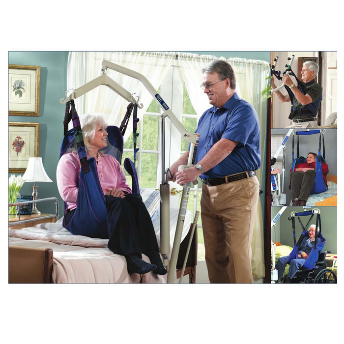 Invacare Reliant Stand Assist Transfer Sling for Patient Lifts, Solid Fabric, Blue - HV Supply