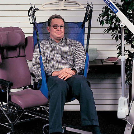 Invacare Reliant Full Body Sling with Commode Opening for Patient Lifts, Polyester Mesh Fabric, Blue - HV Supply