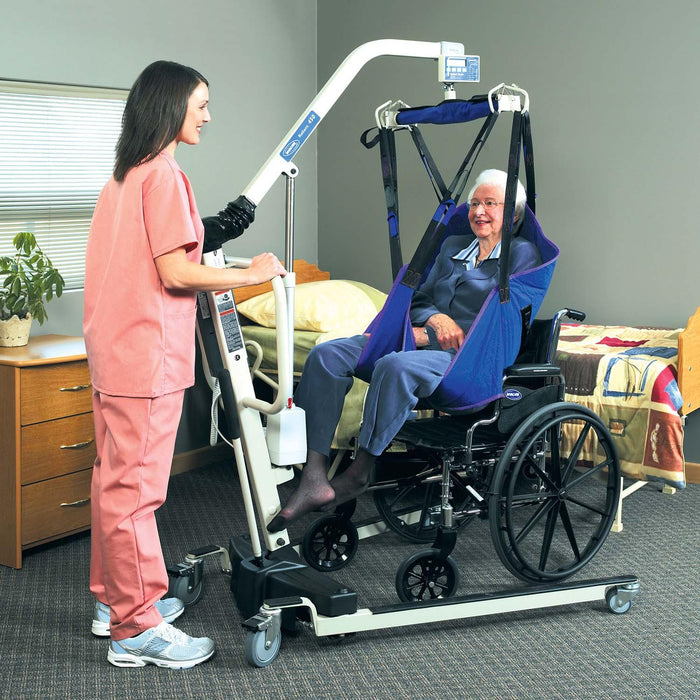 Invacare Reliant Divided Leg Sling with Head Support for Patient Lifts, Polyester 450 lbs. Weight Capacity, Blue - HV Supply