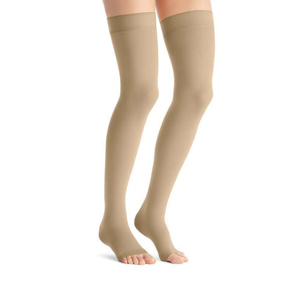JOBST Opaque Compression Stockings, 30-40 mmHg, Thigh High, Silicone Dot Band, Open Toe - HV Supply