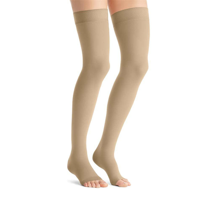 JOBST Opaque Compression Stockings, 20-30 mmHg, Thigh High, Silicone Dot Band, Open Toe - HV Supply