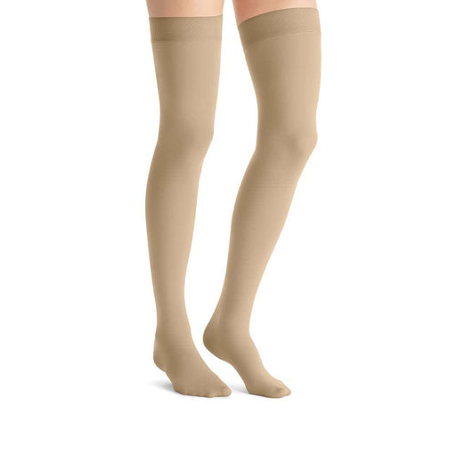 JOBST Opaque Compression Stockings, 15-20 mmHg, Thigh High, Silicone Dot Band, Closed Toe - HV Supply