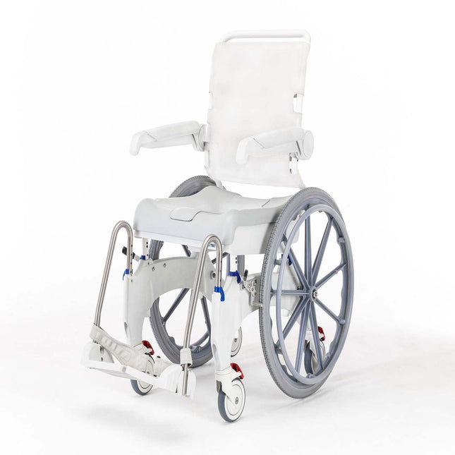 Invacare Aquatec Ocean Ergo Shower Wheelchair, Rolling Shower Chair w/ Self-Propelled or Standard Wheels and Commode - HV Supply