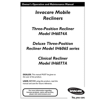 Invacare Traditional Three-Position Recliner, IH6074A - HV Supply