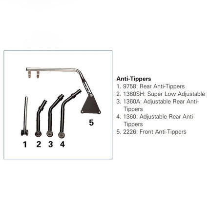 Invacare Adjustable Rear Anti-Tippers for 6" Casters, Pair, 1306A - HV Supply