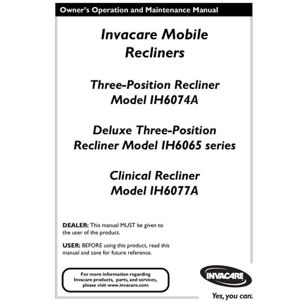 Invacare Clinical Three-Position Recliner, IH6077A - HV Supply