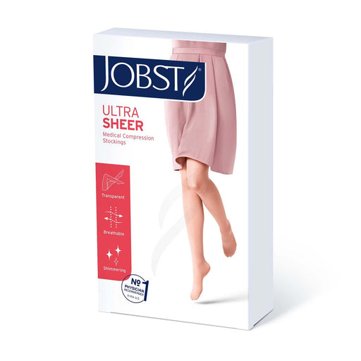 JOBST UltraSheer Compression Stockings, 8-15 mmHg, Maternity, Closed Toe, Silky Beige - HV Supply