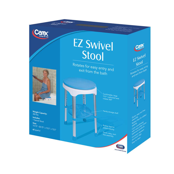 Carex EZ Shower Swivel Stool, Blue