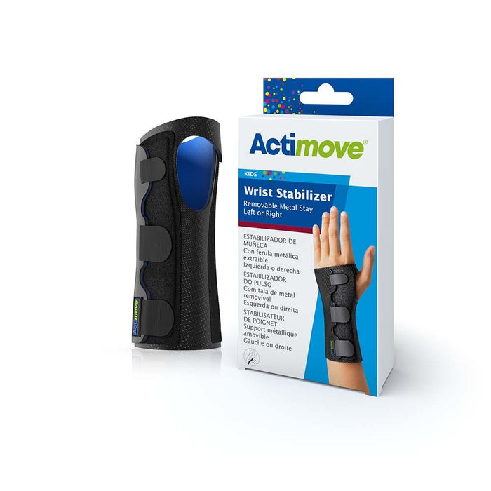 Actimove Kids Wrist Stabilizer, Removable Metal Stay, Pediatric, Right/Left, Black - HV Supply