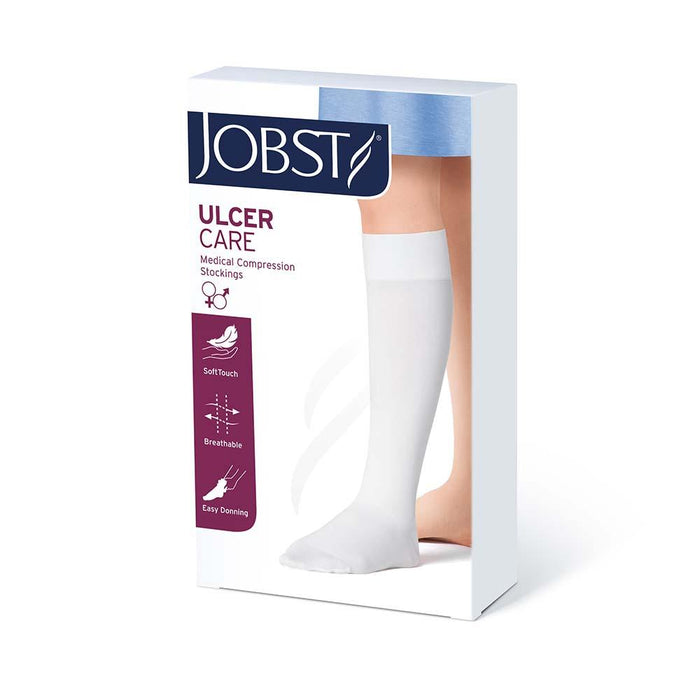 JOBST UlcerCARE 2-Part Compression System Liners, 40+ mmHg, Knee High, Open Toe, White - HV Supply