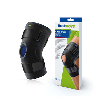 Actimove Sports Edition Knee Brace Wrap Around, Simple Hinges, Condyle Pads, Black - HV Supply