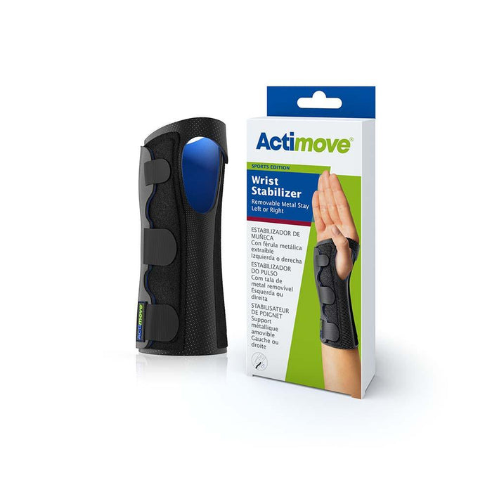 Actimove Sports Edition, Wrist Stabilizer, Removable Metal Stay, Right/Left, Black - HV Supply