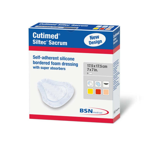 Cutimed Siltec Silicone Foam Dressings Sacrum Sterile 7 x 7 in. (5 Per Box) - HV Supply