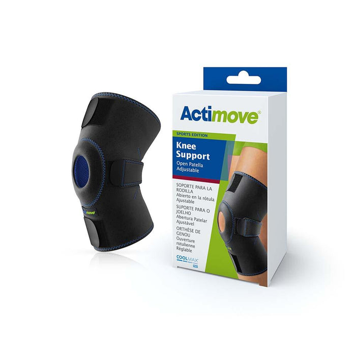 Actimove Sports Edition Knee Support, Open Patella, Adjustable, Universal, Black - HV Supply