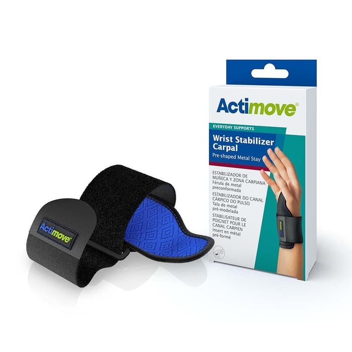 Actimove Everyday Supports Wrist Stabilizer Carpal, Pre-Shaped Metal Stay, Universal, Right/Left, Black - HV Supply