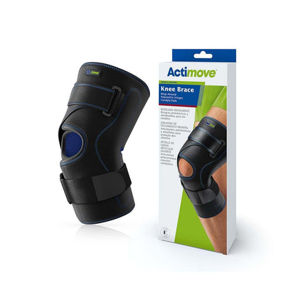 Actimove Sports Edition Knee Brace Wrap Around, Polycentric Hinges, Condyle Pads, Black - HV Supply