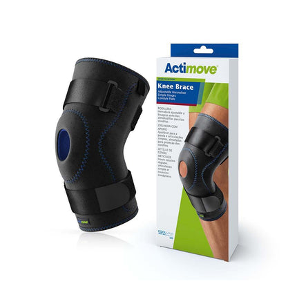 Actimove Sports Edition Knee Brace Adjustable Horseshoe, Simple Hinges, Condyle Pads, Black - HV Supply