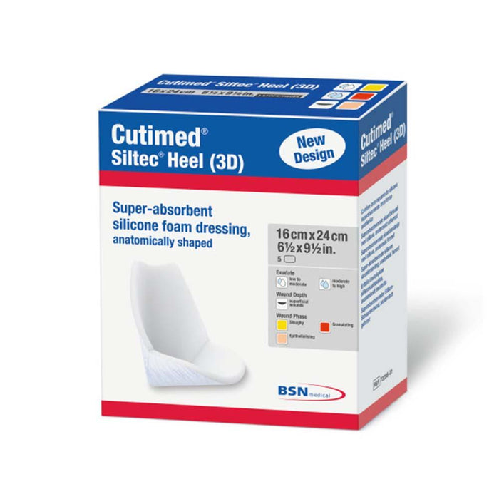 Cutimed Siltec Silicone Foam Dressings 3D Heel Sterile 6.5 x 9.5 in. (5 Per Box) - HV Supply