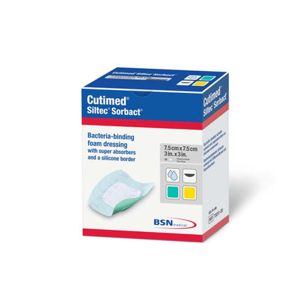 Cutimed Siltec Sorbact Microbe-Binding Silicone Foam Dressings, 4 x 4 in. (10 Per Box) - HV Supply