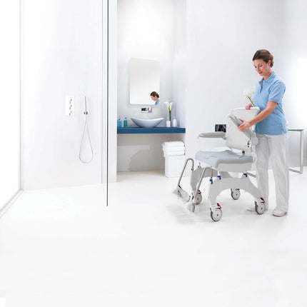 Invacare Aquatec Ocean Ergo Shower Wheelchair, Rolling Shower Chair w/ Self-Propelled or Standard Wheels and Commode - HV Supply
