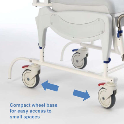 Invacare Aquatec Ocean Ergo VIP Tilt/Recline or Tilt Only Shower Commode Chair with Collection Pan, Lid, Pan Support Guide Rail - HV Supply