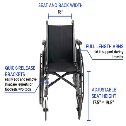 Invacare Tracer SX5 Everyday Folding Wheelchair for Adults, SX5 - HV Supply