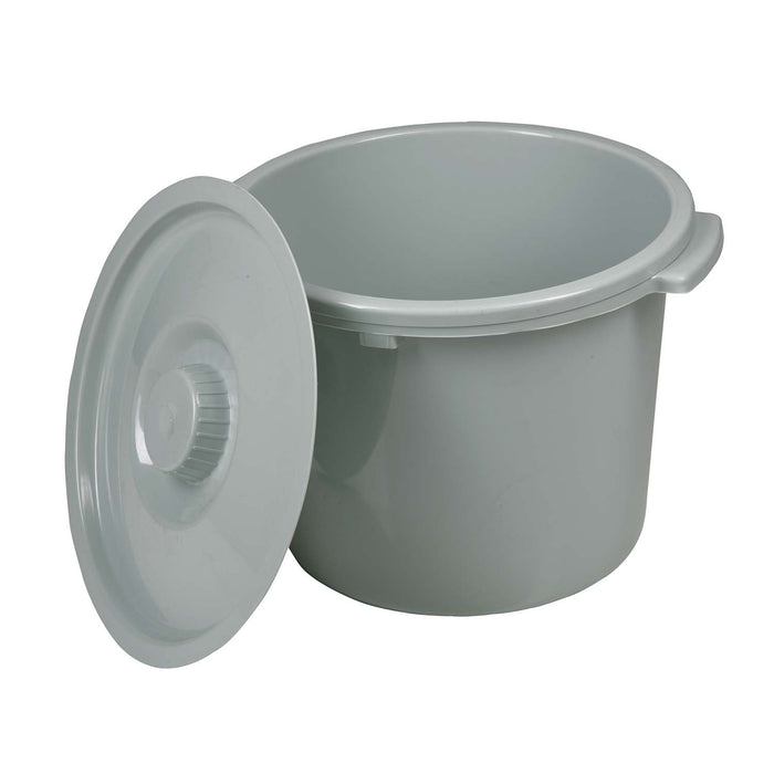 Roscoe Commode Bucket with Handle and Lid (BS31C, BTH-31C), Grey (Case of 12)