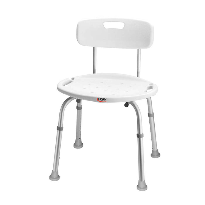 Carex Adjustable Bath & Shower Seat with Back, White