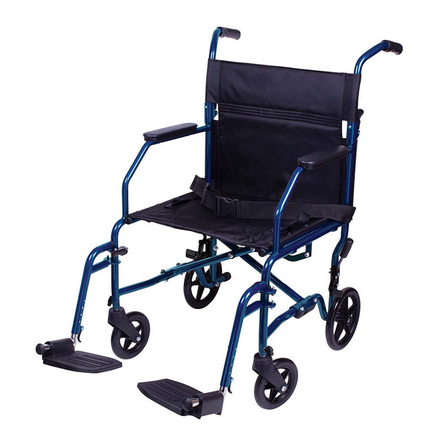 Carex Classic Steel Frame Transport Chair, Blue