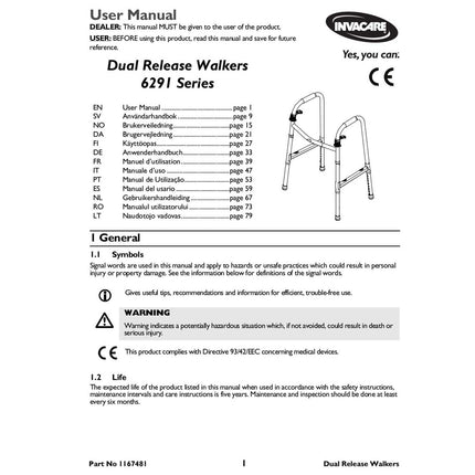 Invacare I-Class Adult & Junior Paddle Walker, 5" Fixed Wheels (4 per Case) - HV Supply