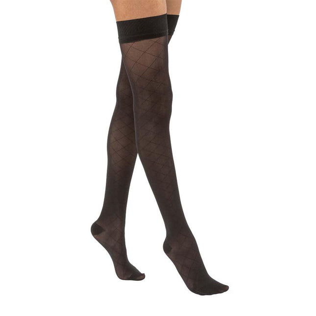 JOBST UltraSheer Diamond Pattern Compression Stockings, 15-20 mmHg, Thigh High, Silicone Dot Band, Closed Toe - HV Supply