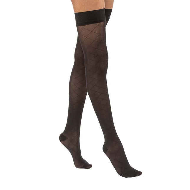 JOBST UltraSheer Diamond Pattern Compression Stockings, 20-30 mmHg, Thigh High, Silicone Dot Band, Closed Toe - HV Supply