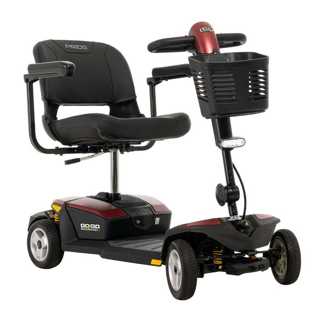 Pride Mobility Go-Go Endurance Li 4 Wheel S54LXLIT w/ 8 AH or MAXX 16 AH Lithium Batteries, Mobility Scooter, Garnet Red - HV Supply