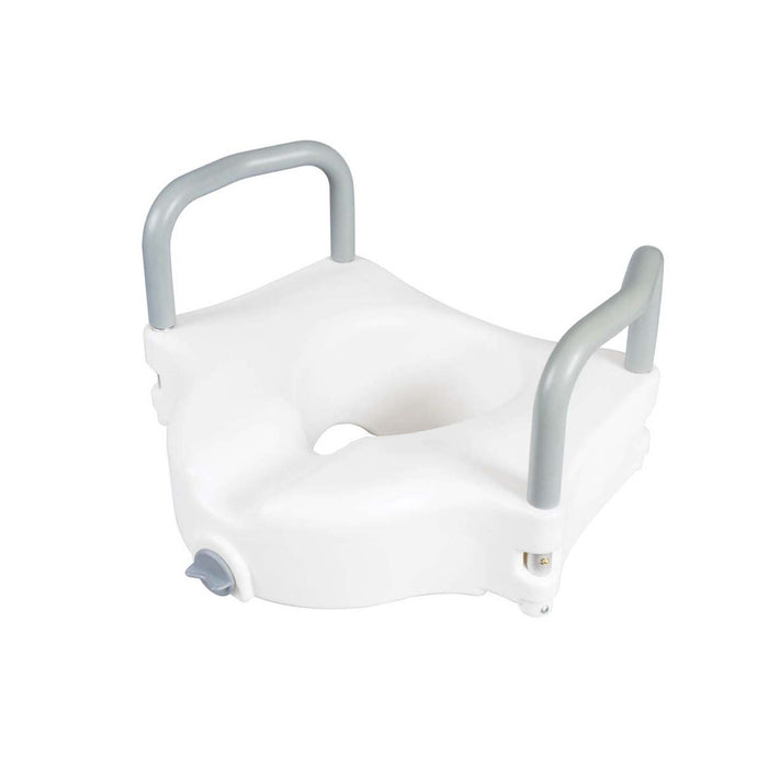 Carex Classics Raised Toilet Seat with Armrests, White