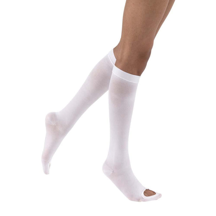 JOBST Anti-Em/GP Seamless Compression Stockings, 18 mmHg, Knee High, Open Toe, White, Box (12 Pair) - HV Supply