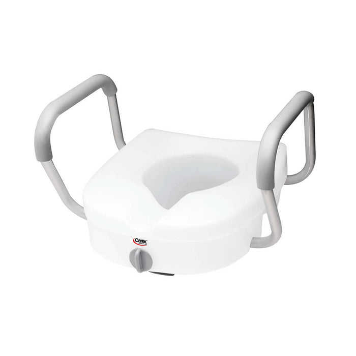 Carex E-Z Lock Raised Toilet Seat with or without Armrests, White (Case Option)